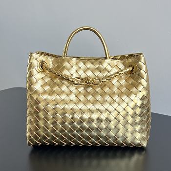 Bottega Veneta Medium Andiamo Foggy Mirror Leather Gold - 32x25x11cm