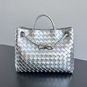 Bottega Veneta Medium Andiamo Foggy Mirror Leather Silver - 32x25x11cm - 3