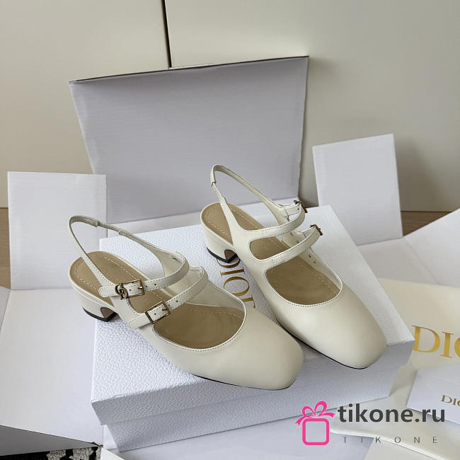 Dior Cherie Slingback Pump White Supple Calfskin 4cm - 1