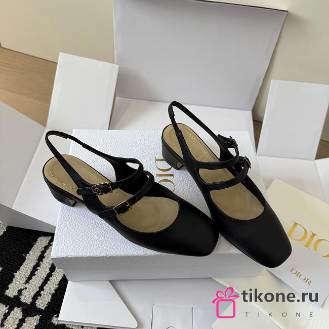 Dior Cherie Slingback Pump Black Supple Calfskin 4cm - 1