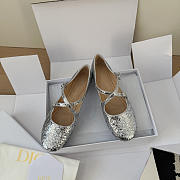 Very Dior Ballet Flat Silver-Tone Laminated Lambskin and Glitter - 4