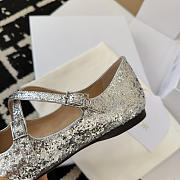 Very Dior Ballet Flat Silver-Tone Laminated Lambskin and Glitter - 2