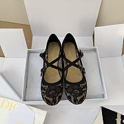 Very Dior Ballet Flat Transparent Mesh Embroidered with Black Millefiori Motif - 1