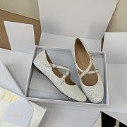 Very Dior Ballet Flat White-Tone Laminated Lambskin and Glitter - 4