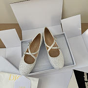 Very Dior Ballet Flat White-Tone Laminated Lambskin and Glitter - 3