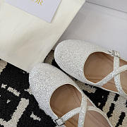 Very Dior Ballet Flat White-Tone Laminated Lambskin and Glitter - 2