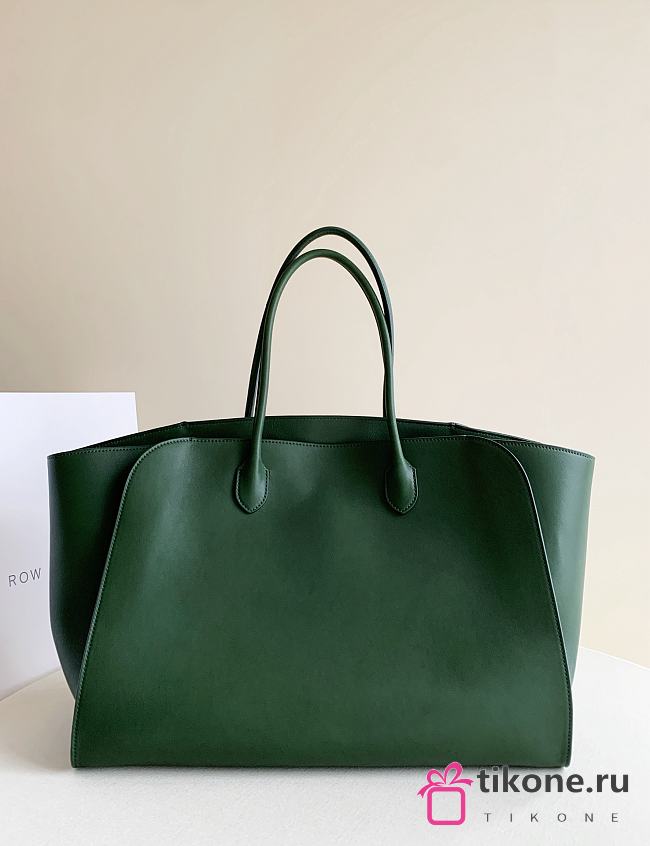 The Row Marlo 17 Bag in Polished Saddle Leather Green - 43x30.5x16cm - 1