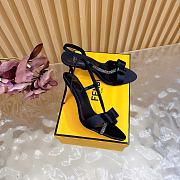 Fendi Satin Crystal Embellished Bow Slingback Black 9cm - 1