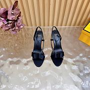 Fendi Satin Crystal Embellished Bow Slingback Black 9cm - 5