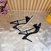 Fendi Satin Crystal Embellished Bow Slingback Black 9cm - 4