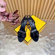 Fendi Satin Crystal Embellished Bow Slingback Black 9cm - 3