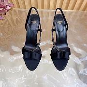 Fendi Satin Crystal Embellished Bow Slingback Black 9cm - 2