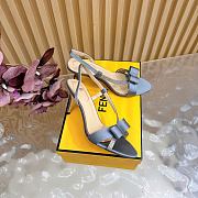 Fendi Satin Crystal Embellished Bow Slingback Gray 9cm - 1