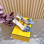 Fendi Satin Crystal Embellished Bow Slingback Gray 9cm - 6