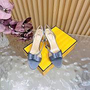 Fendi Satin Crystal Embellished Bow Slingback Gray 9cm - 5