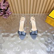Fendi Satin Crystal Embellished Bow Slingback Gray 9cm - 2