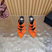 YSL Emilie Mules In Satin Crepe In Orange 11cm - 1