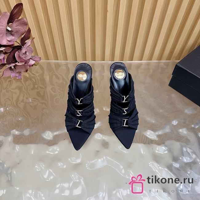 YSL Emilie Mules In Satin Crepe In Black 11cm - 1