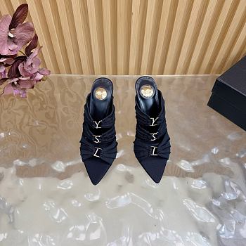 YSL Emilie Mules In Satin Crepe In Black 11cm