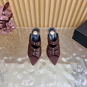 YSL Emilie Mules In Smooth Leather In Burgundy 11cm - 1