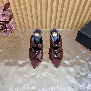 YSL Emilie Mules In Smooth Leather In Burgundy 11cm