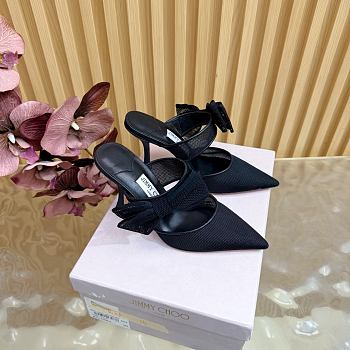 Jimmy Choo 100mm Brook Bow Pointed Mules Black