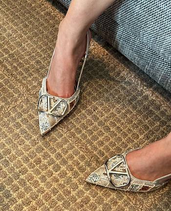 VLTN VLogo Signature Slingback Decollete With Rhombelle Embroidery 80mm 24305