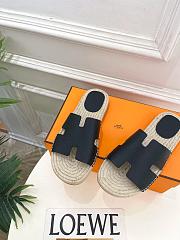 Hermes Antigua Espadrille In Calfskin Black  - 2