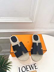 Hermes Antigua Espadrille In Calfskin Black  - 4