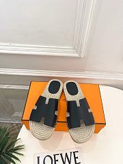 Hermes Antigua Espadrille In Calfskin Black  - 5