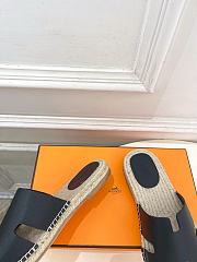 Hermes Antigua Espadrille In Calfskin Black  - 6