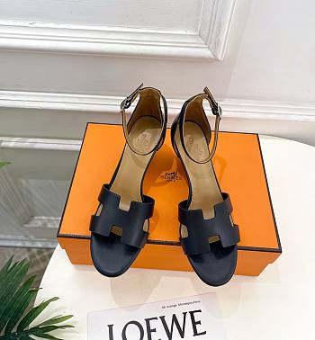 Hermes Legend Sandal Calfskin in Black 7cm