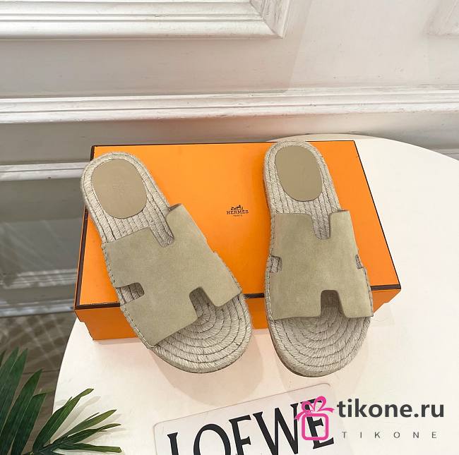 Hermes Antigua Espadrille In Suede Beige - 1