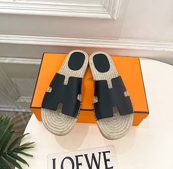 Hermes Antigua Espadrille In Calfskin Black 