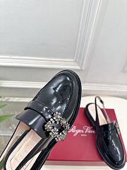 Roger Vivier Viv' Rangers Slingback Loafers In Leather Black - 6