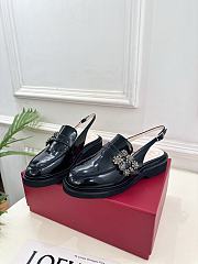 Roger Vivier Viv' Rangers Slingback Loafers In Leather Black - 5