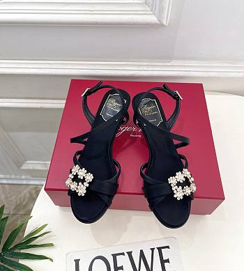 Roger Vivier Efflorescence Sandals In Satin Black 6.5cm