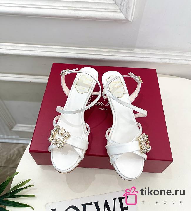 Roger Vivier Efflorescence Sandals In Satin White 6.5cm - 1