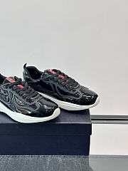 Prada Patent Leather And Technical Fabric Prada America's Cup Sneakers Anthracite Gray/Silver - 3