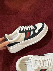 Men's Gucci Ace Sneaker with Web Black and White Leather - 3