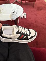 Men's Gucci Ace Sneaker with Web Black and White Leather - 2