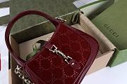 Gucci Jackie 1961 Crystals Mini Bag Gucci Rosso Ancora Red Velvet With GG Crystal - 19x13x3cm - 6