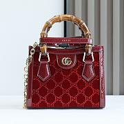 Gucci Diana Crystals Small Tote Bag Rosso Ancora Red Velvet - 20x15.5x10cm - 4