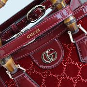 Gucci Diana Crystals Small Tote Bag Rosso Ancora Red Velvet - 20x15.5x10cm - 2