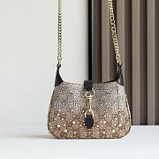 Gucci Jackie Notte Mini Leather Trimmed Crystals Embellished Canvas Jacquard - 19x13x3cm - 1