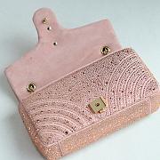 Gucci GG Marmont  Crystals Small Shoulder Bag Light Pink Nubuck Leather- 26x15x7cm - 2