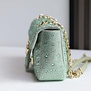 Gucci GG Marmont Crystals Small Shoulder Bag Pale Green Nubuck Leather- 26x15x7cm - 6