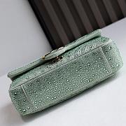 Gucci GG Marmont Crystals Small Shoulder Bag Pale Green Nubuck Leather- 26x15x7cm - 4