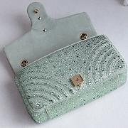 Gucci GG Marmont Crystals Small Shoulder Bag Pale Green Nubuck Leather- 26x15x7cm - 3