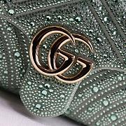 Gucci GG Marmont Crystals Small Shoulder Bag Pale Green Nubuck Leather- 26x15x7cm - 2